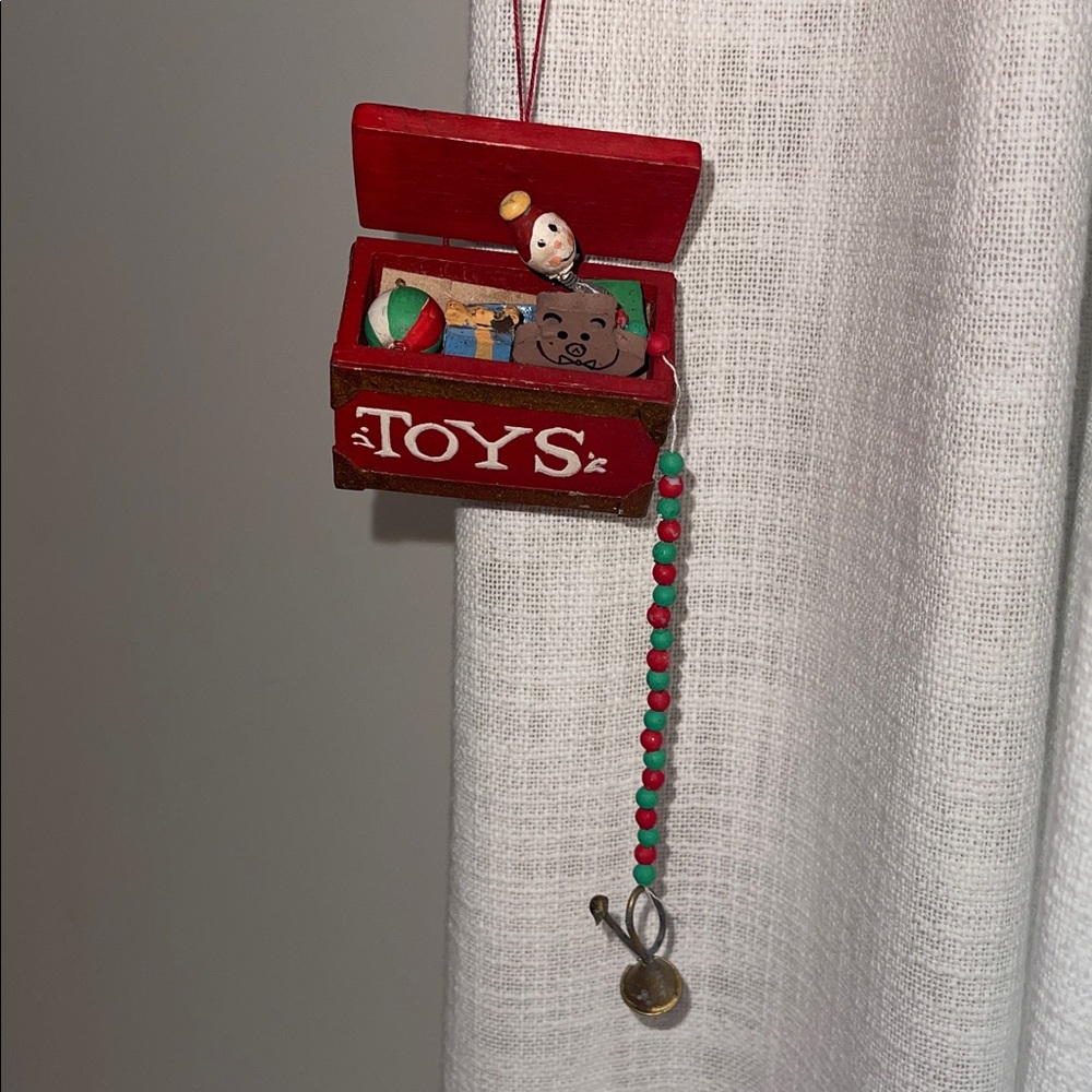 Red wooden Toy Box ornament